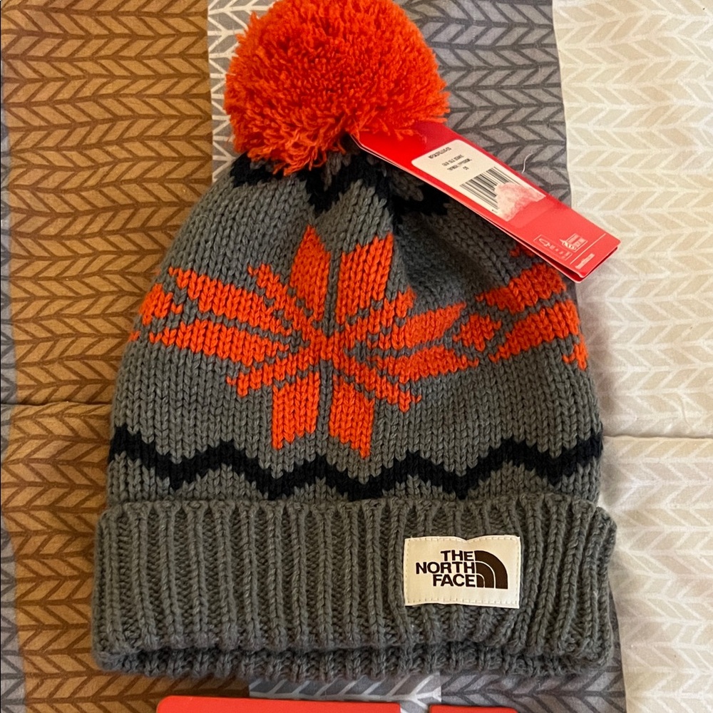 The North Face women’s Orange and Gray Knit Beanie